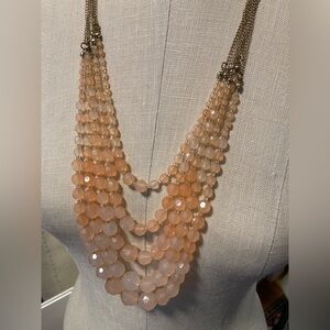 Necklace - 5 strand graduated beads - peach/coral color
